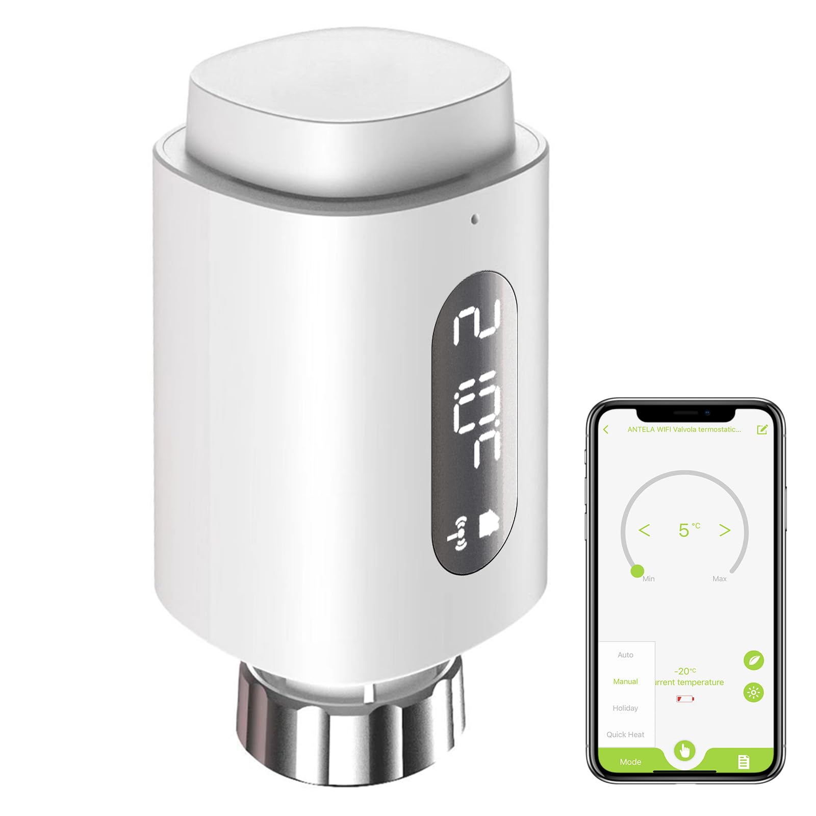ANTELA Termostato smart per termosifone | Valvola Termostatica Intelligente Wifi, Gestione Smart del Riscaldamento, via Smart Life APP