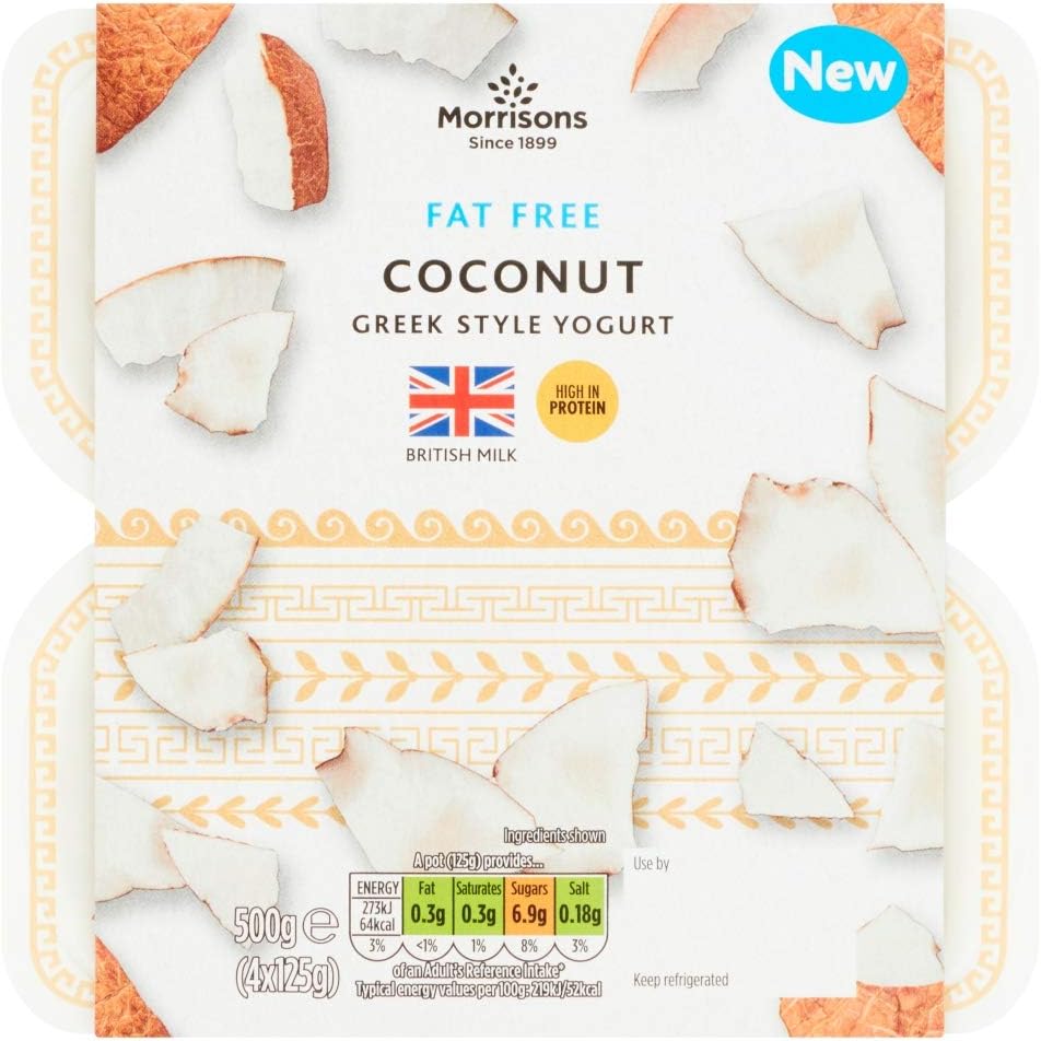 Morrisons 0 Fat Greek Style Yogurt Coconut and Vanilla, 500 g Amazon