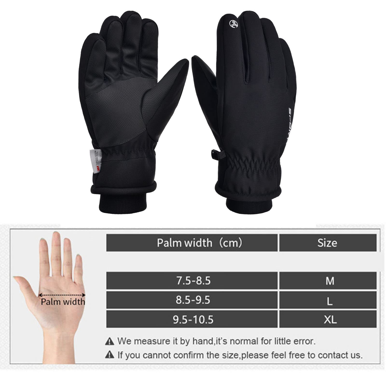 Gants de Ski d'hiver Hommes Femmes Isolés Chauds Thermiques Imperméables Coupe Vent Écran Tactile Gants de Neige pour Les Sports de Plein Air