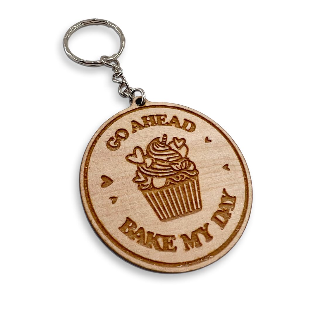 The Vanilla Valley Brown Go Ahead Bake My Day - Cupcake - Keyring For Bakers, Cake Makers