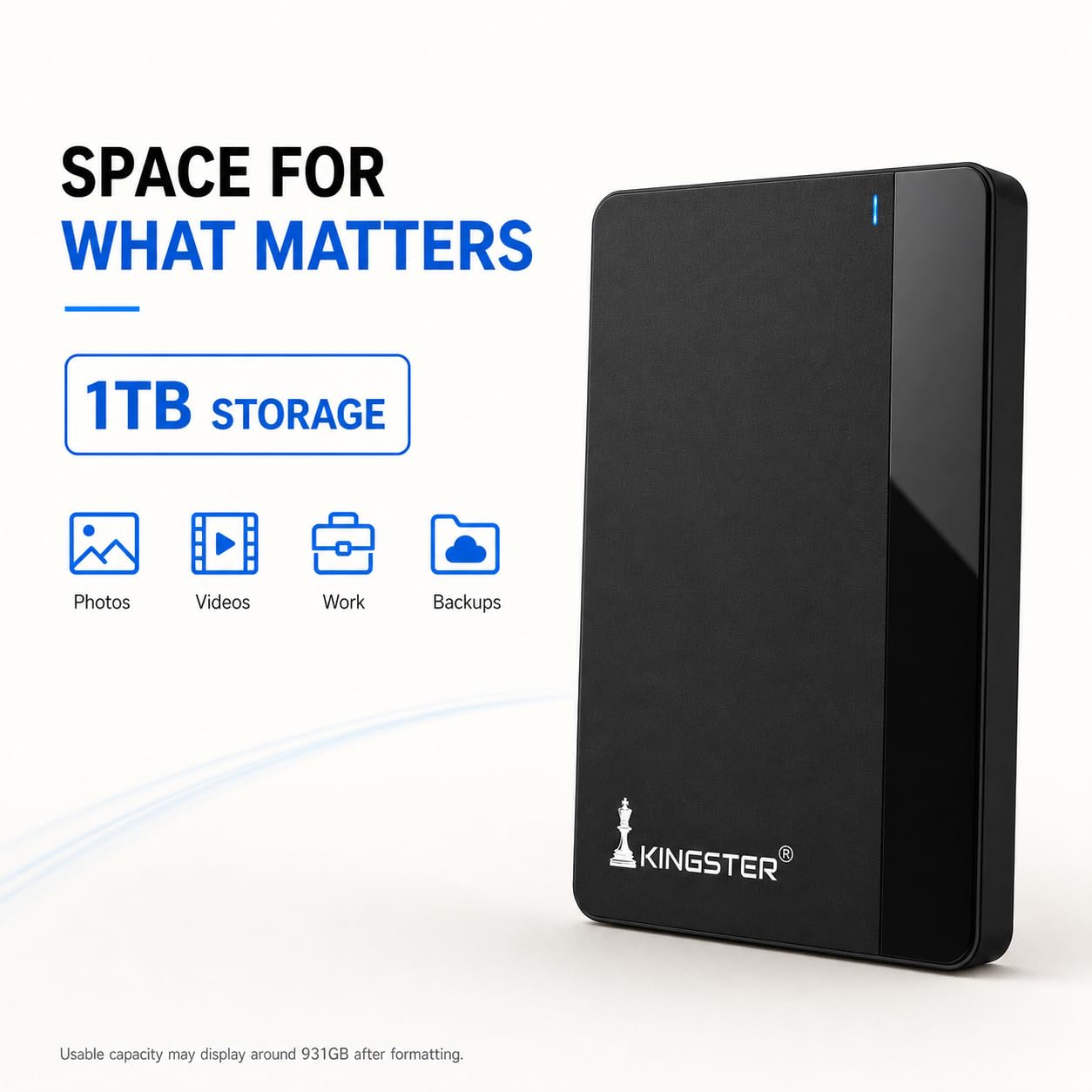 KINGSTER 1TB Portable External Hard Drive, Up to 145 MB/s, USB 3.0 2.5-Inch HDD, Ultra-Slim Plug & Play Backup Drive for Windows PC, Laptop and Mac, 1-Year Warranty, Black — Amazon image 7