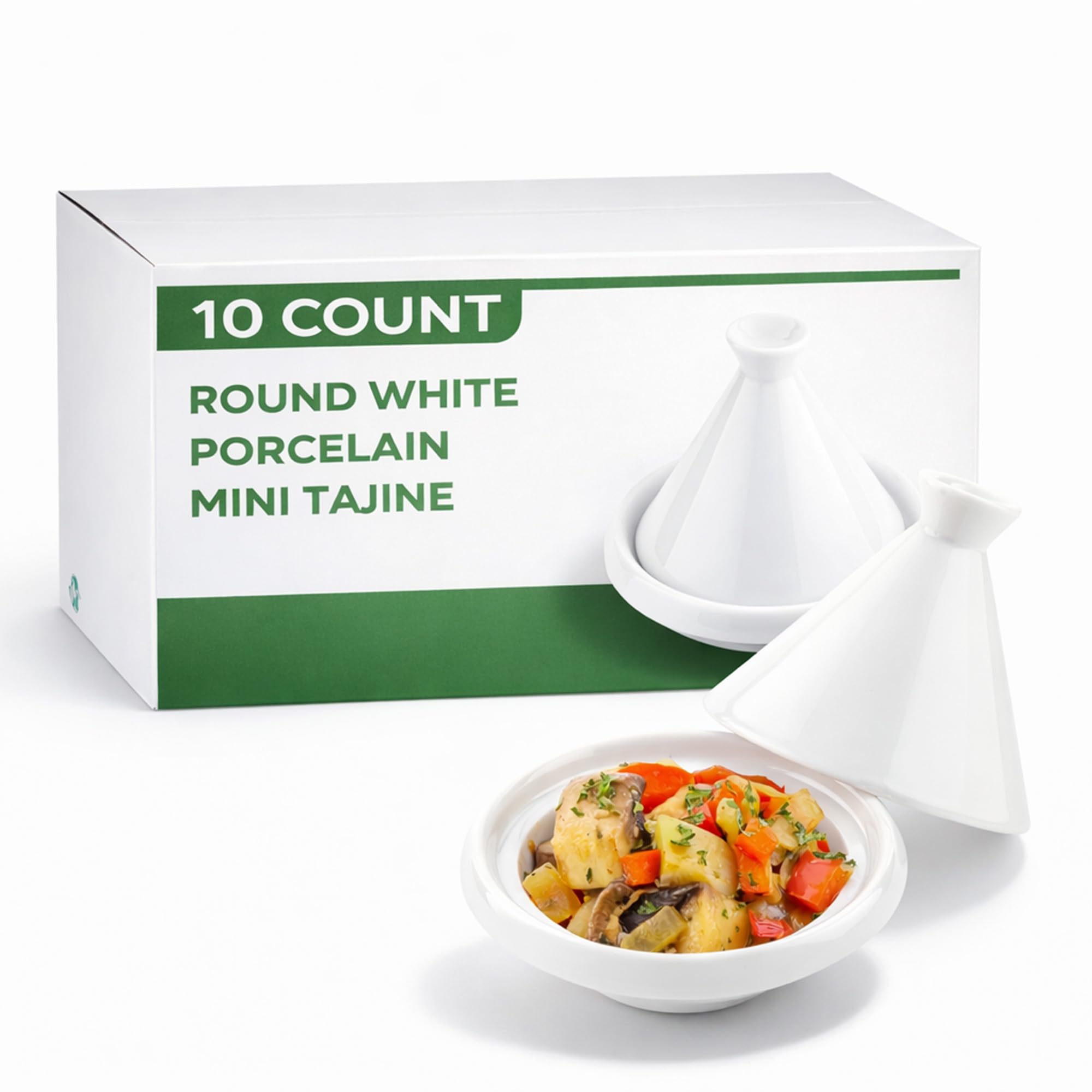 RWC0021 Tajine Dish, Porcelain Tajines - White - 3.5 Inches - 10Ct Box - Restaurantware