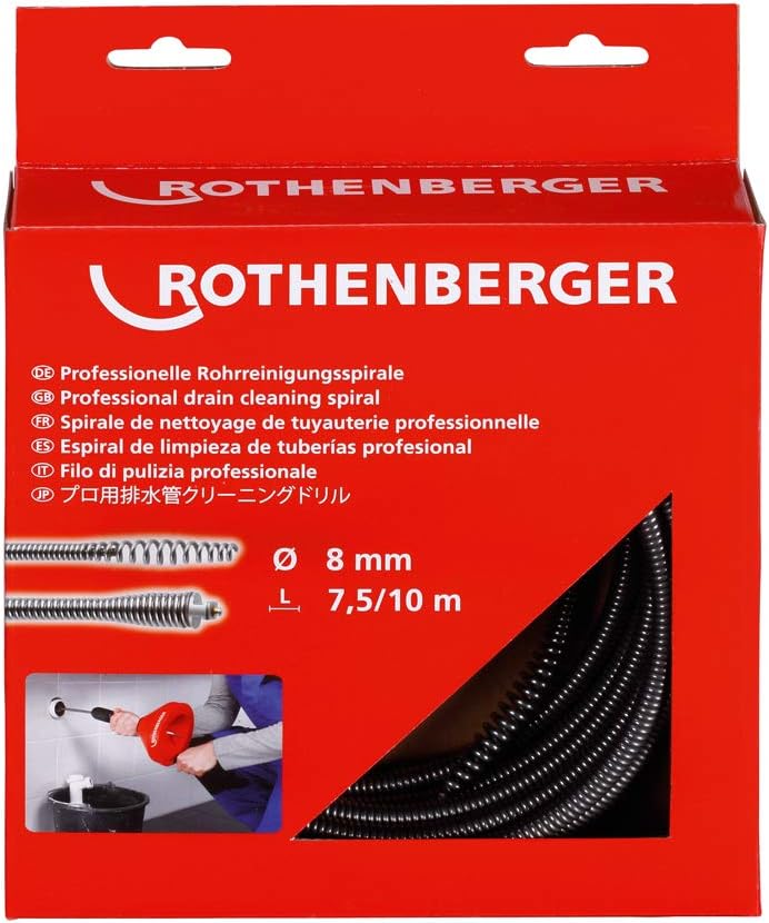 Rothenberger 72414 Spiral with Bulb Auger, 8mm x 10m