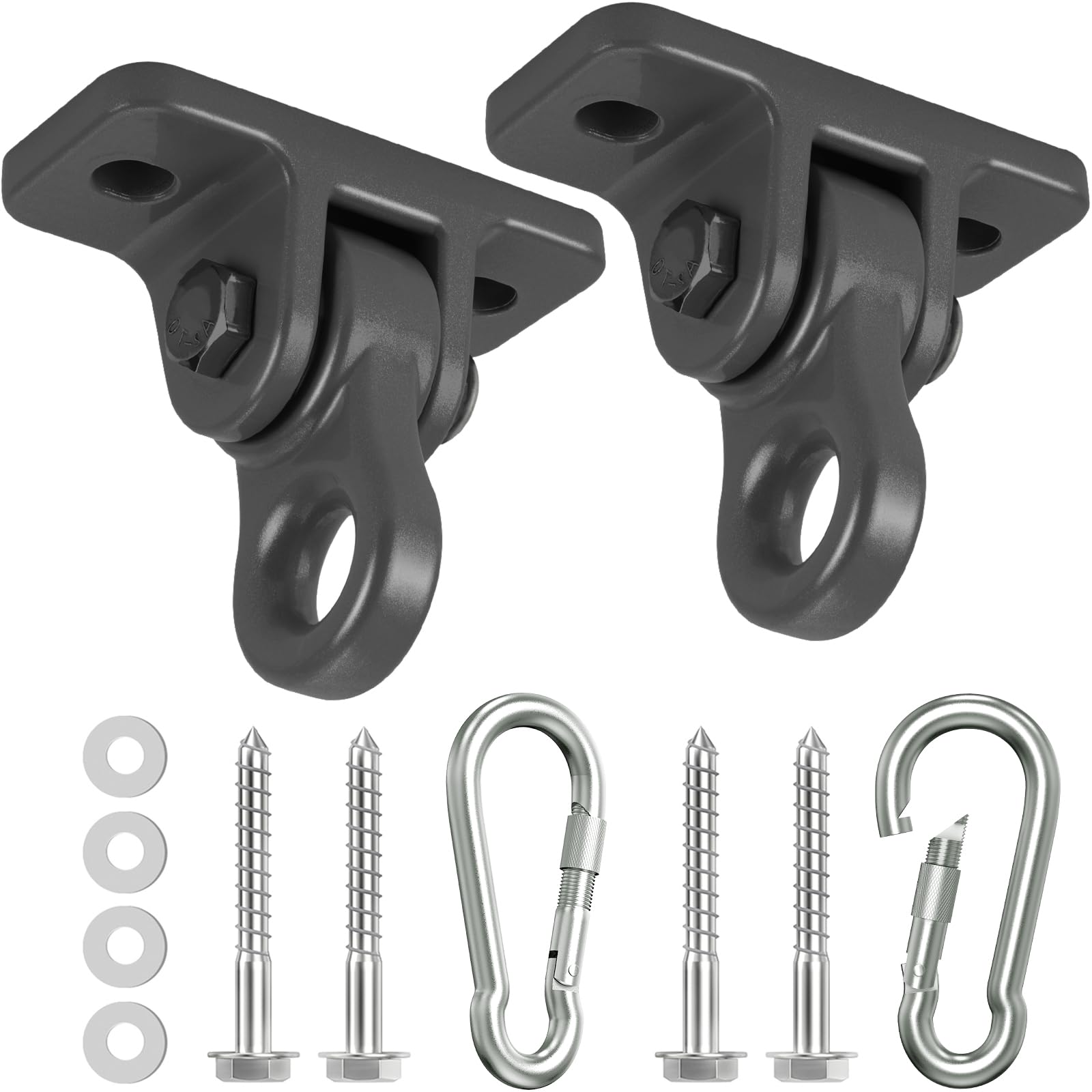 HUPBIPY Heavy Duty Porch Swing Hangers Kit, with Screws Bolts for Wooden Sets Playground Porch Patio Yoga Seat Indoor Outdoor Hanging Snap Hooks (2 Pack Black)