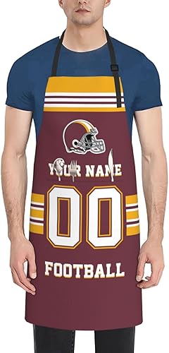 Miniatura 2 de Midkepf Delantales personalizados del estilo del fútbol, delantal personalizado de la cocina del nombre y del número, delantales impermeables