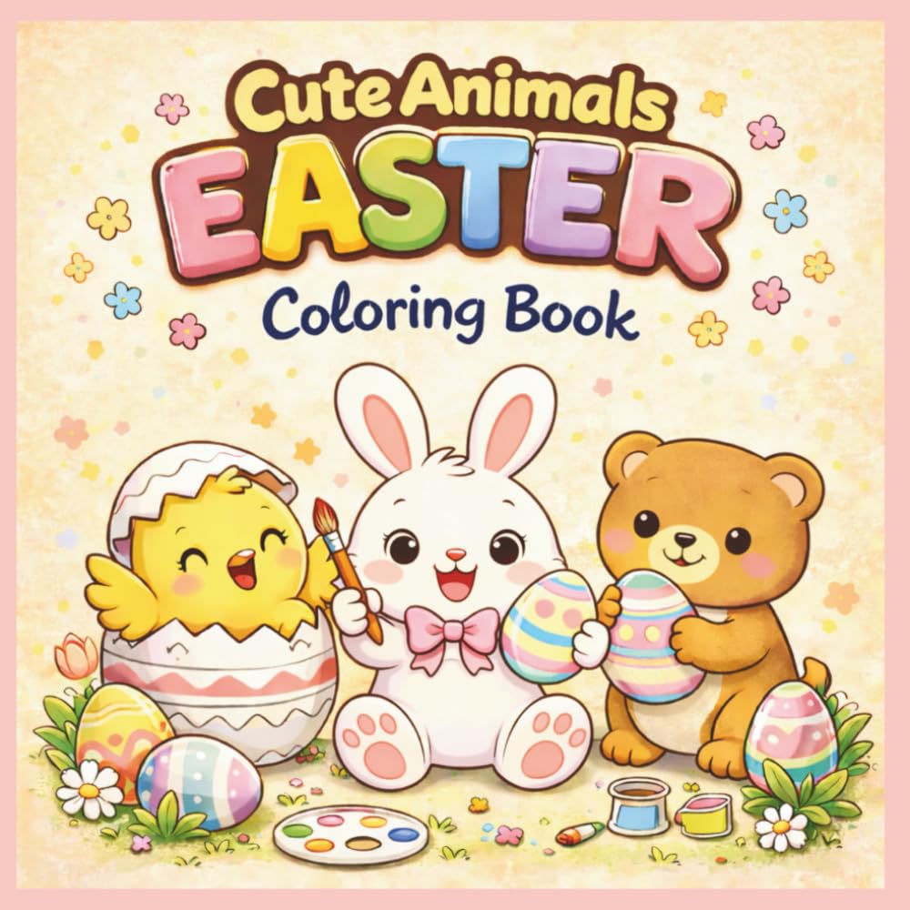 Cute Animals Easter Coloring Book: Easter Egg Hunt, Bunnies and Springtime Fun