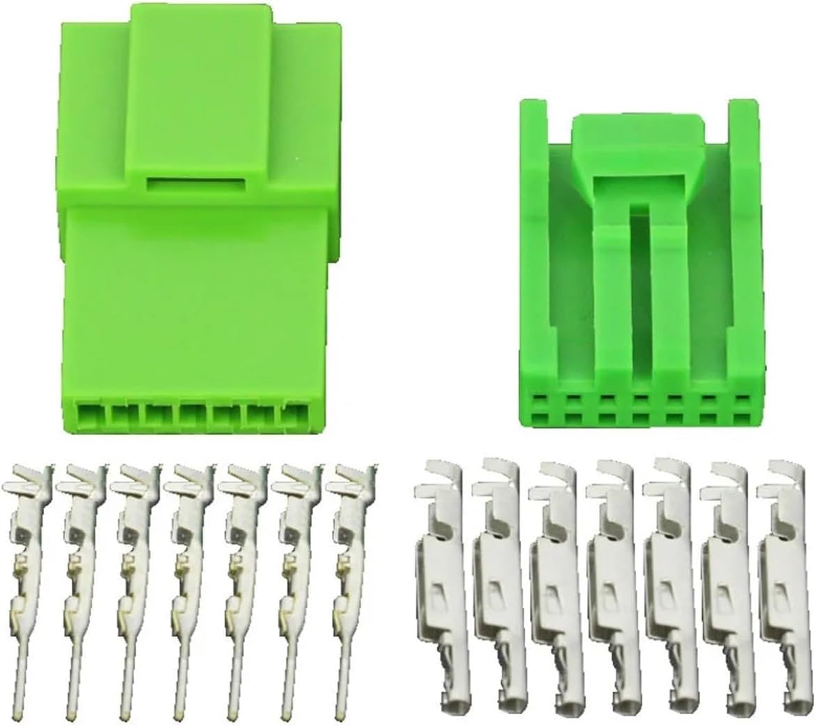 7 Pin Series Automotive Instrument Wiring Harness Plug Green Car Connector With Terminal DJ7071A-1.2-11/21 7P (Size : 5 Sets)