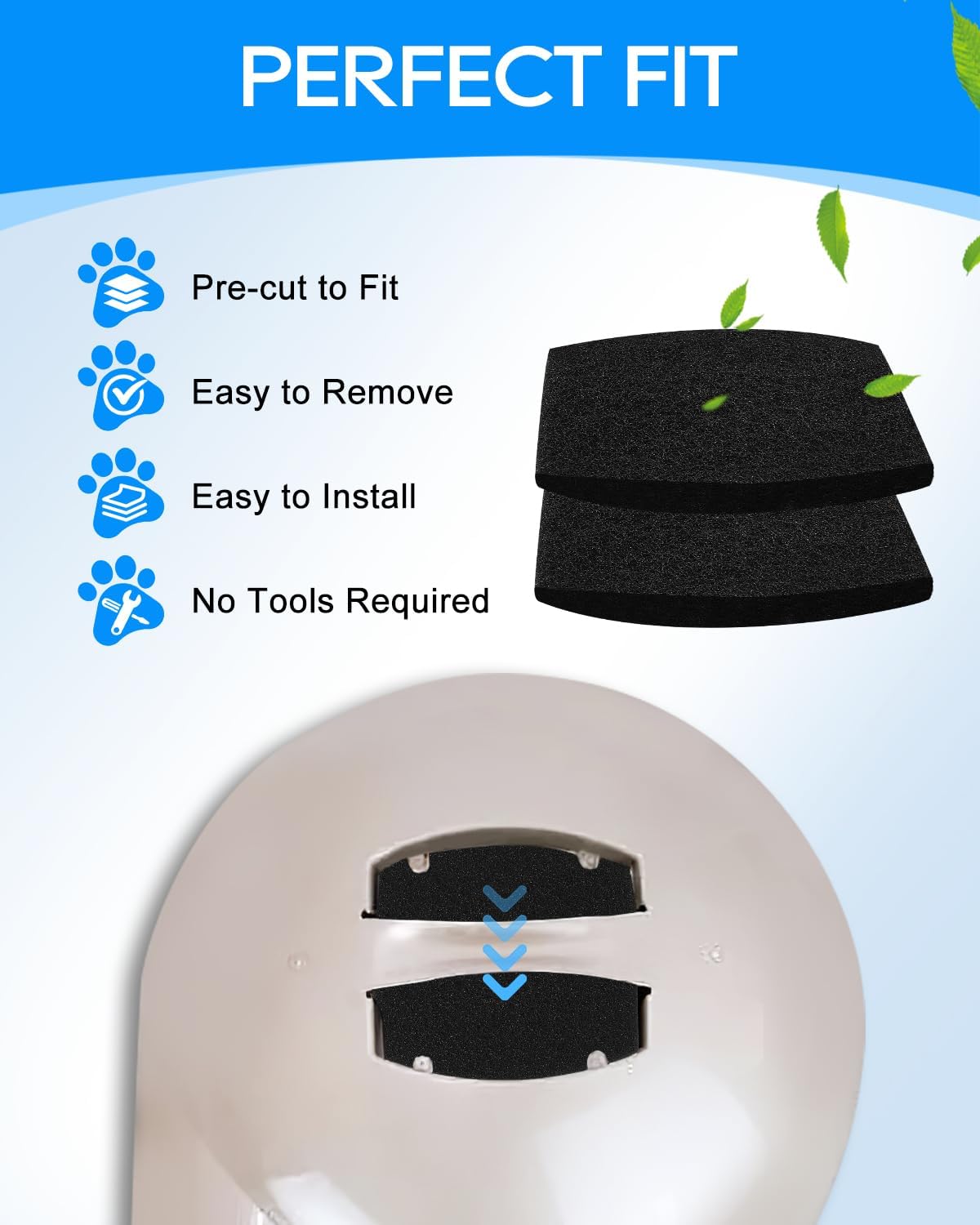 8 Pack 2X Thicker Filters Compatible with Petmate Booda Dome Cat Litter Box Filter, Activated Carbon Charcoal Filters for Clean Step Cat Litter Box Dome
