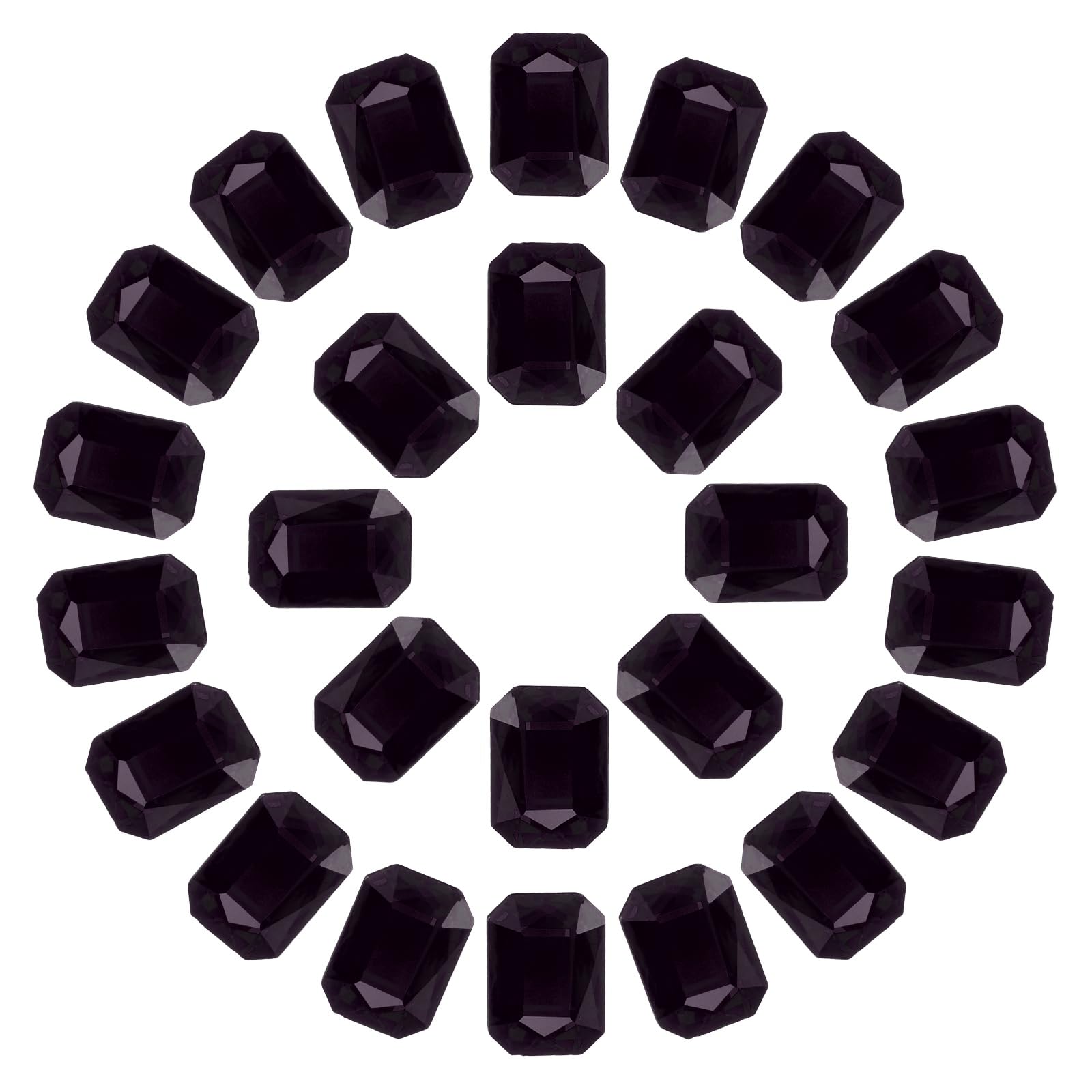 sourcing map 13x18MM Octagon Rectangle Rhinestones, 50 Pcs Crystal Faceted Rhinestones with Silver Plated Glass Gems for Crafts (Dark Purple)