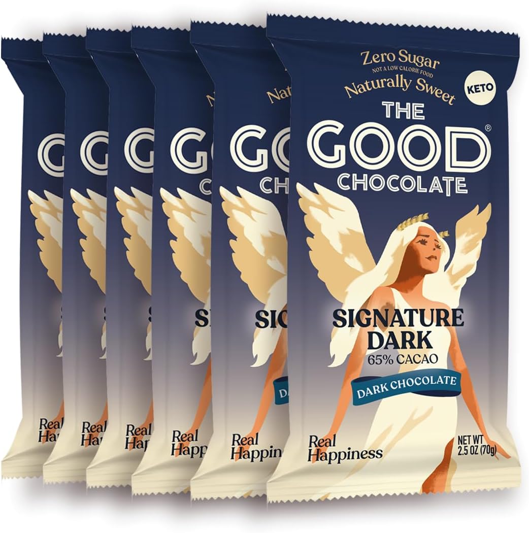 Dark Chocolate Bars with Zero Sugar & Lower Net Carbs – Keto Chocolate Bar with Lower Calories, All Natural and Non-GMO Keto Snacks, 2.5 oz (6 Bars Value Pack)