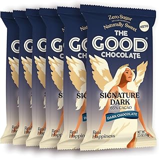 THE GOOD CHOCOLATE – Dark Chocolate Bars with Zero Sugar & Lower Net Carbs – Keto Chocolate Bar with Lower Calories, All Natural and Non-GMO Keto Snacks, 2.5 oz (6 Bars Value Pack)