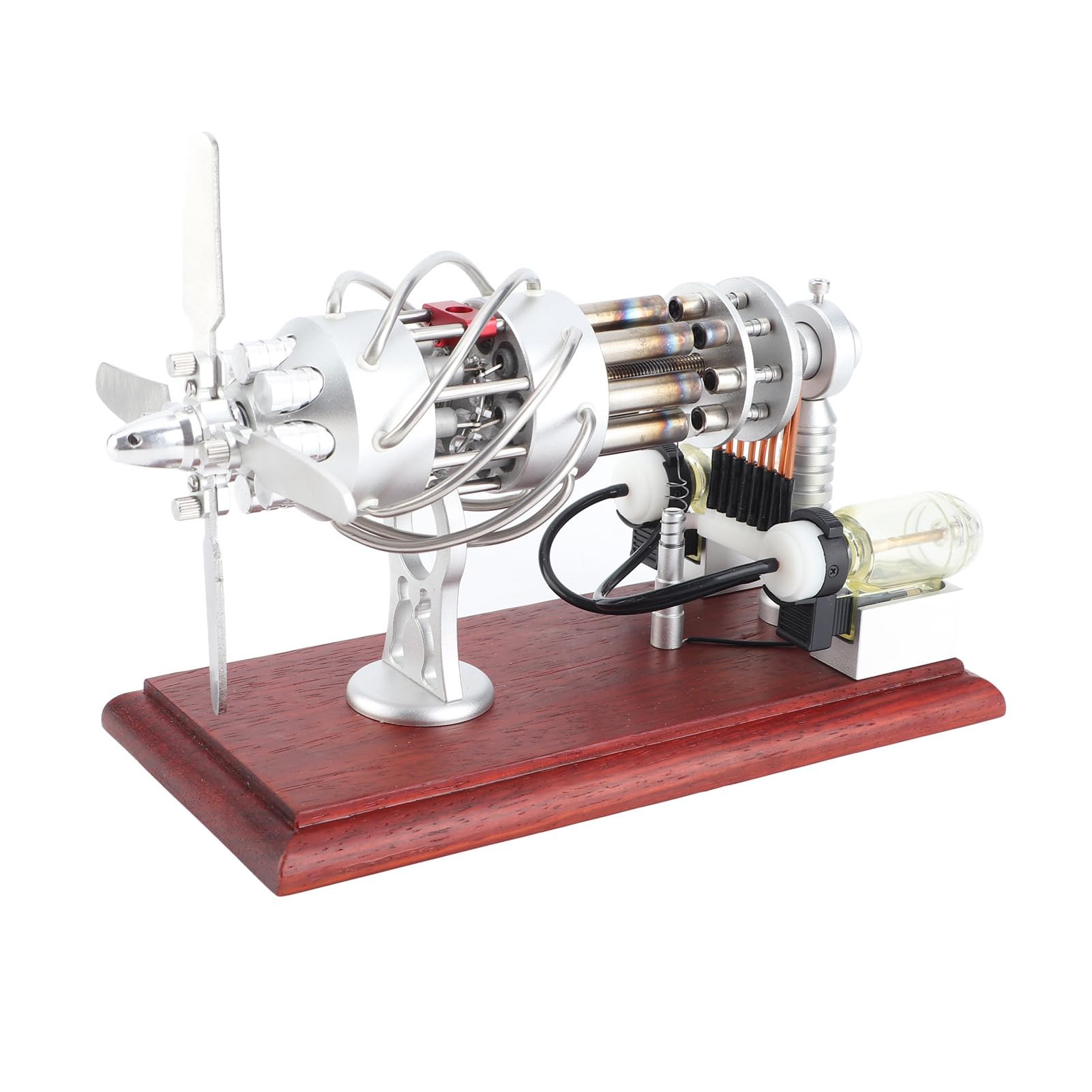 CHICIRIS Zestaw Modeli do Składania Silnika Stirlinga 16-cylindrowy Stabilny Generator Gorącego Powietrza Zabawka Edukacyjna dla Dzieci Projekty Naukowe Stop Aluminium + mahoń 7,9 X 3,9 X 6,1 Cala