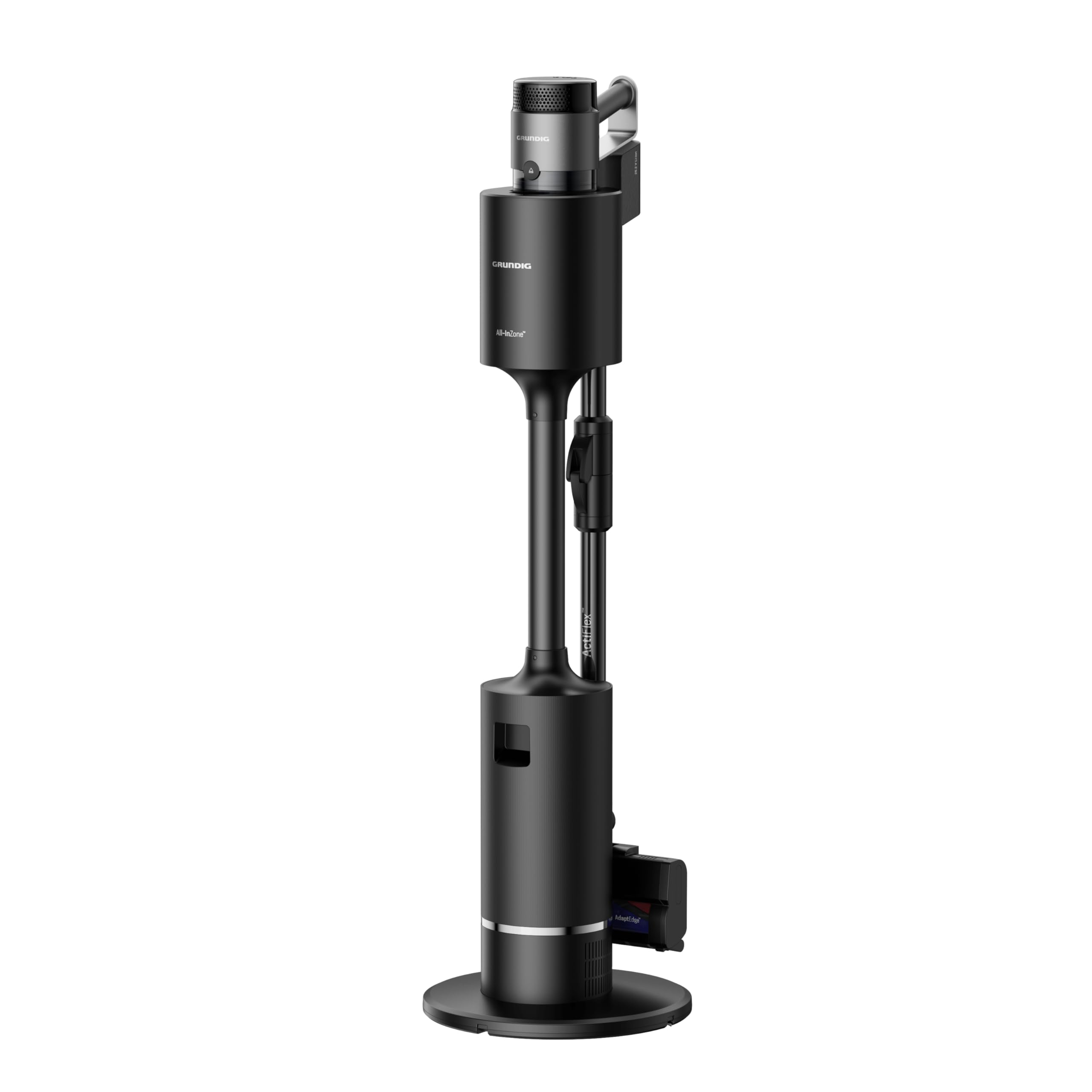 GRUNDIG VCP 9431 Pro 2-in-1-Akkusauger, HyperClean, CyclonStorm-Technologie, knickbares Rohr, 3 Saugkraftstufen, 450 W Motor, 500 ml Staubbehälter, bis zu 60 Minuten Laufzeit, Silber-Schwarz