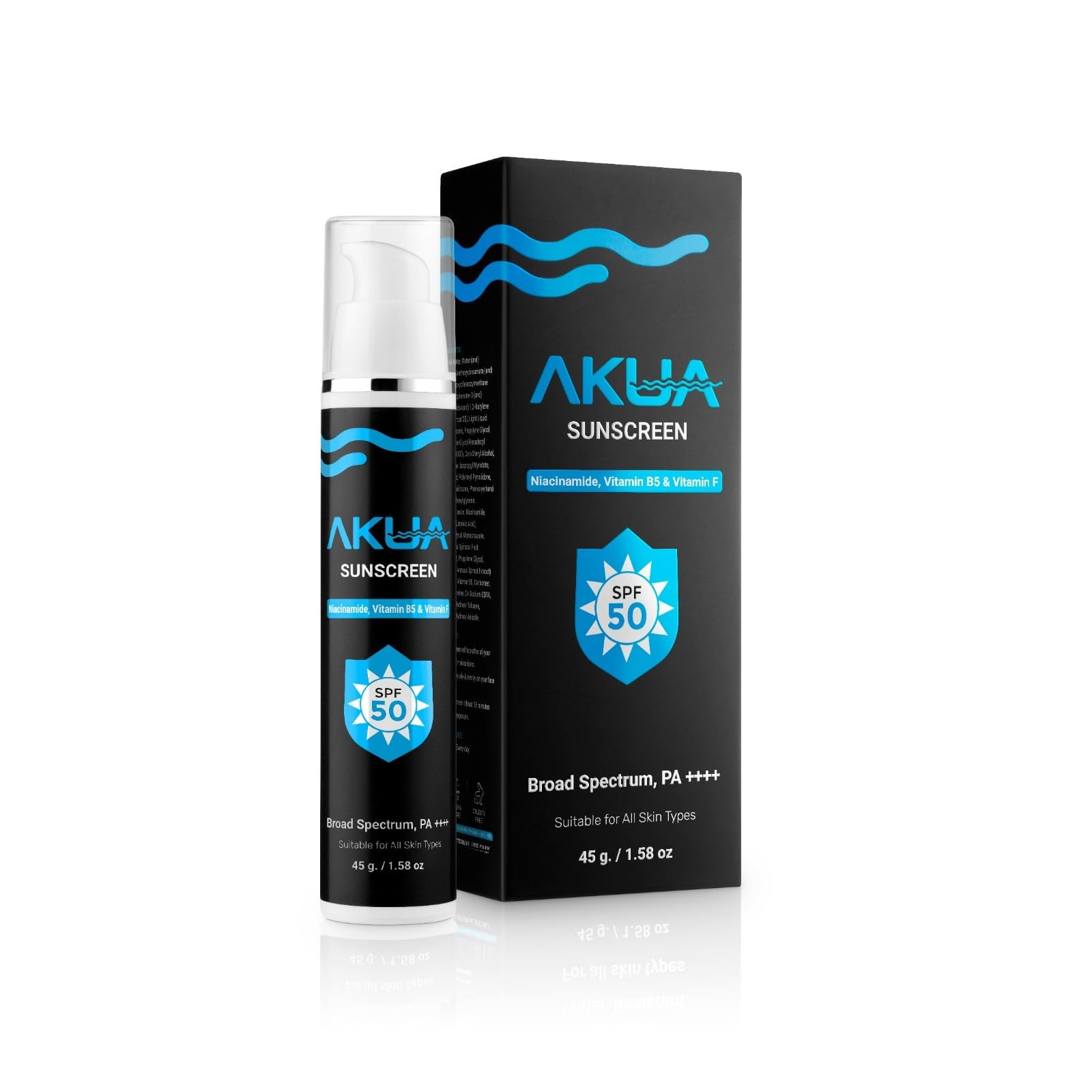 AKUA Sunscreen with SPF 50, Niacinamide, Vitamin B5 & Vitamin F - Broad Spectrum, PA+++, Suitable for All Skin Types, 45g / 1.58 oz-picture-38