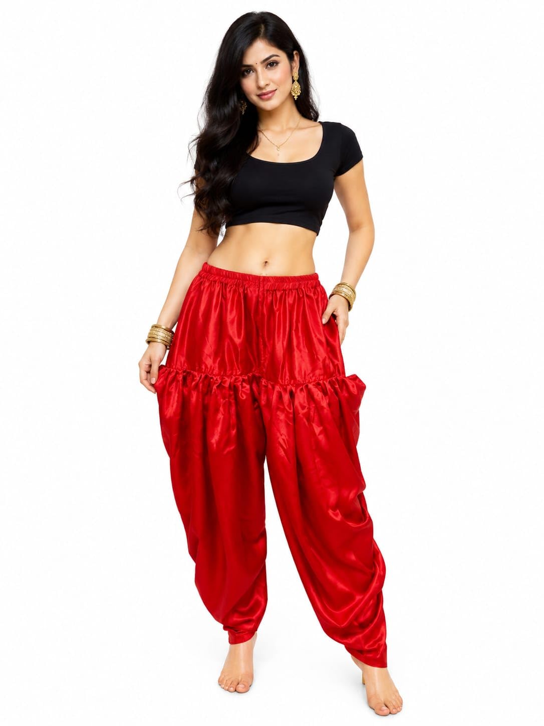 Satin Patiala Salwar for Girls Red-picture-41