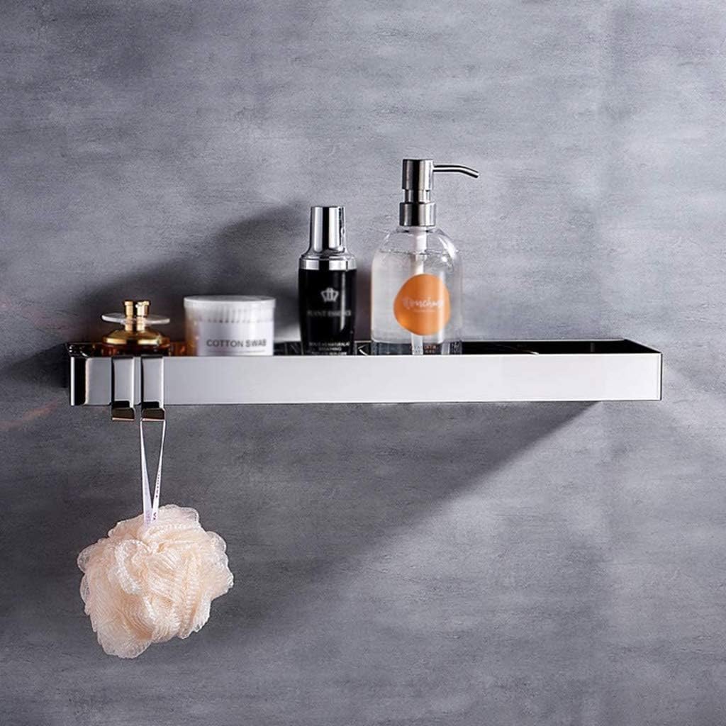 Aluminum Bathroom Stainless Steel Shelf, Bathroom Shelf, Rectangular 1 Layer Super Thick Silver Sandblasted Wall-Mounted(60cm)
