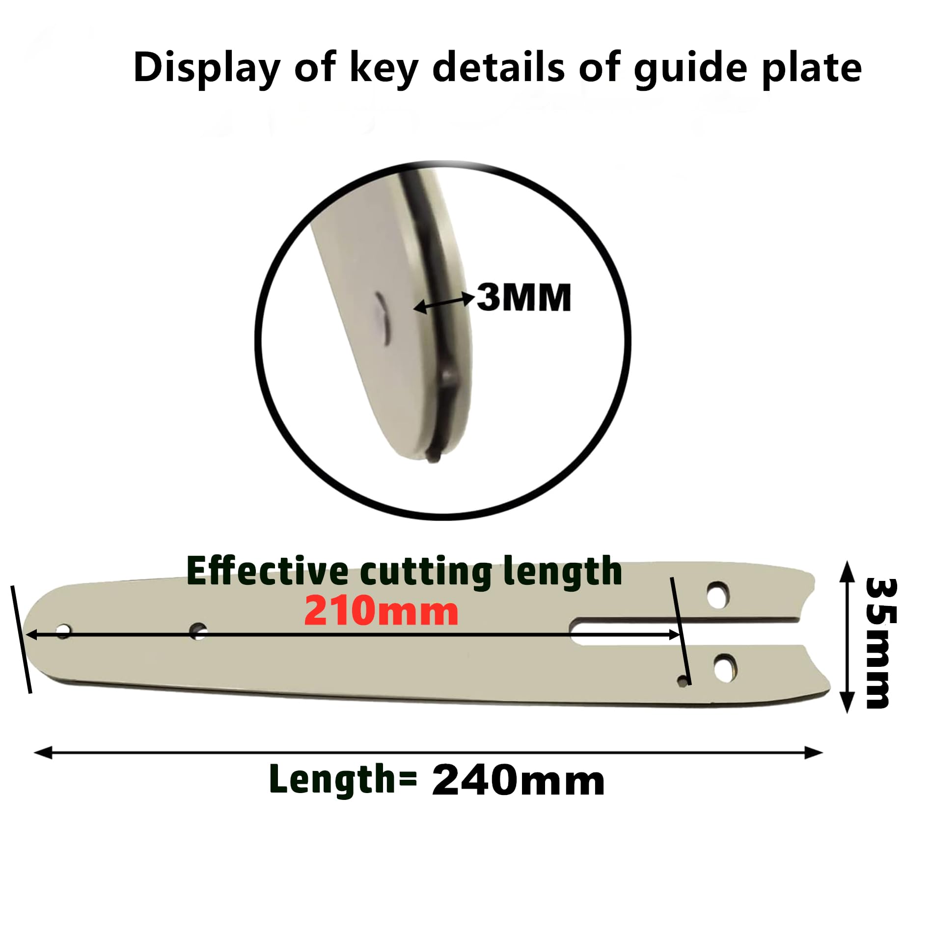 Piastra Guida per Motosega 2 Pezzi 8 Pollici 24cm | Piastra Portacatena per Motosega Mini a Mano 1/4 8 Pollici Catena Lunghezza 31cm all'Usura Lama per Giardinaggio Lavorazione Legno Ricambio