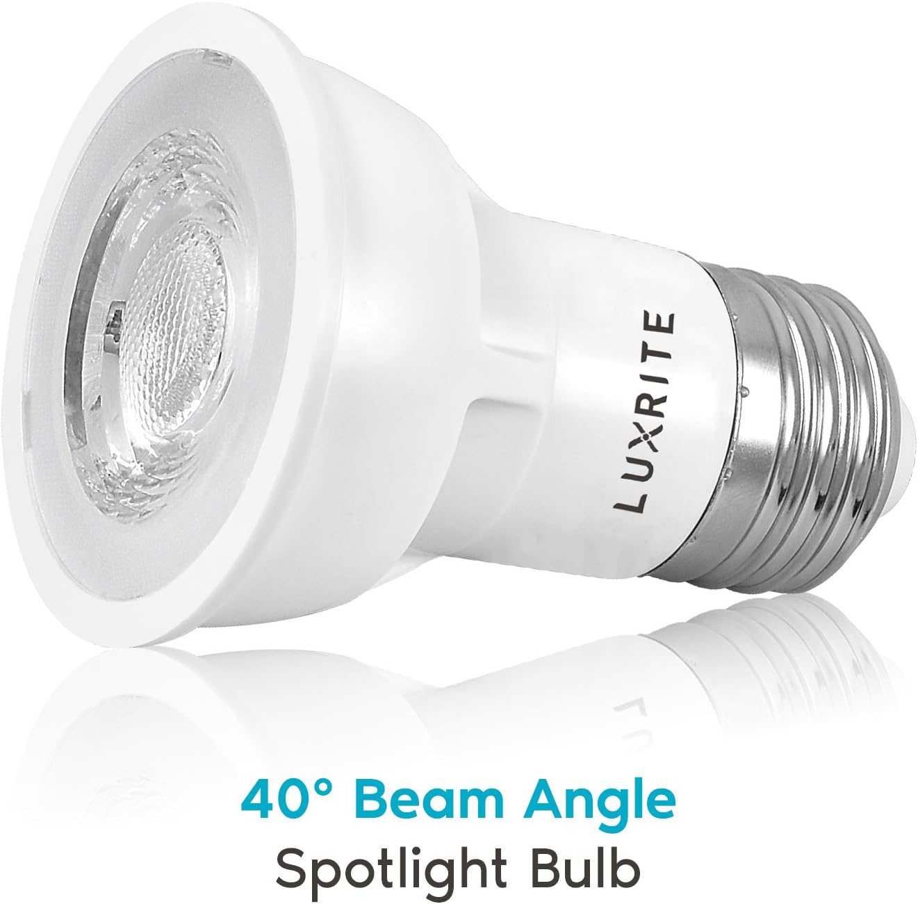 LUXRITE PAR16 LED Bulb, 5.5W (50W Equivalent), 3000K Soft White, 450 Lumens, Dimmable Spot Light, Enclosed Fixture Rated, 40° Beam Angle, ETL, Damp Rated, E26 Medium Base (6 Pack)