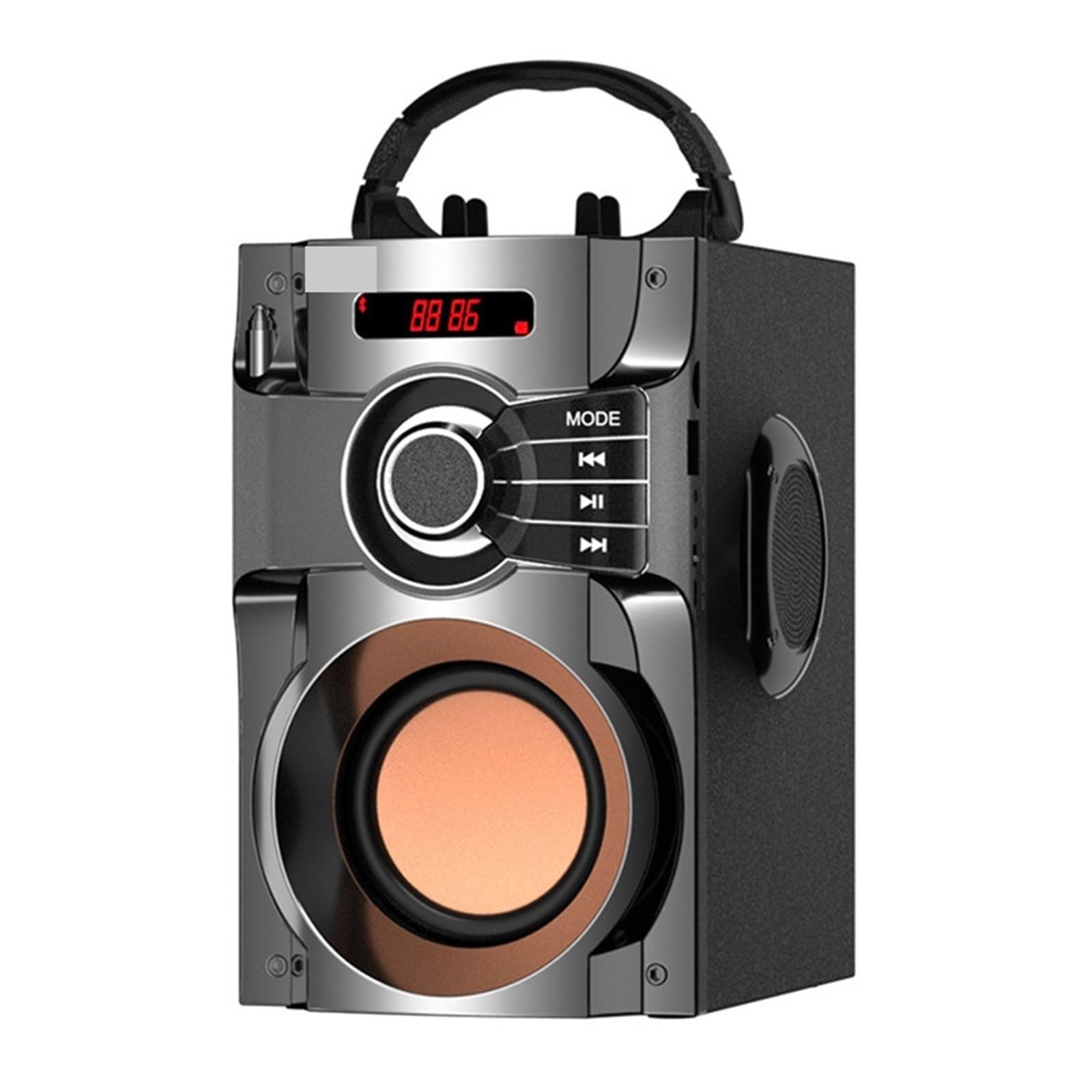 Altavoz inalámbrico portátil con micrófono negro para karaoke y radio FM estéreo