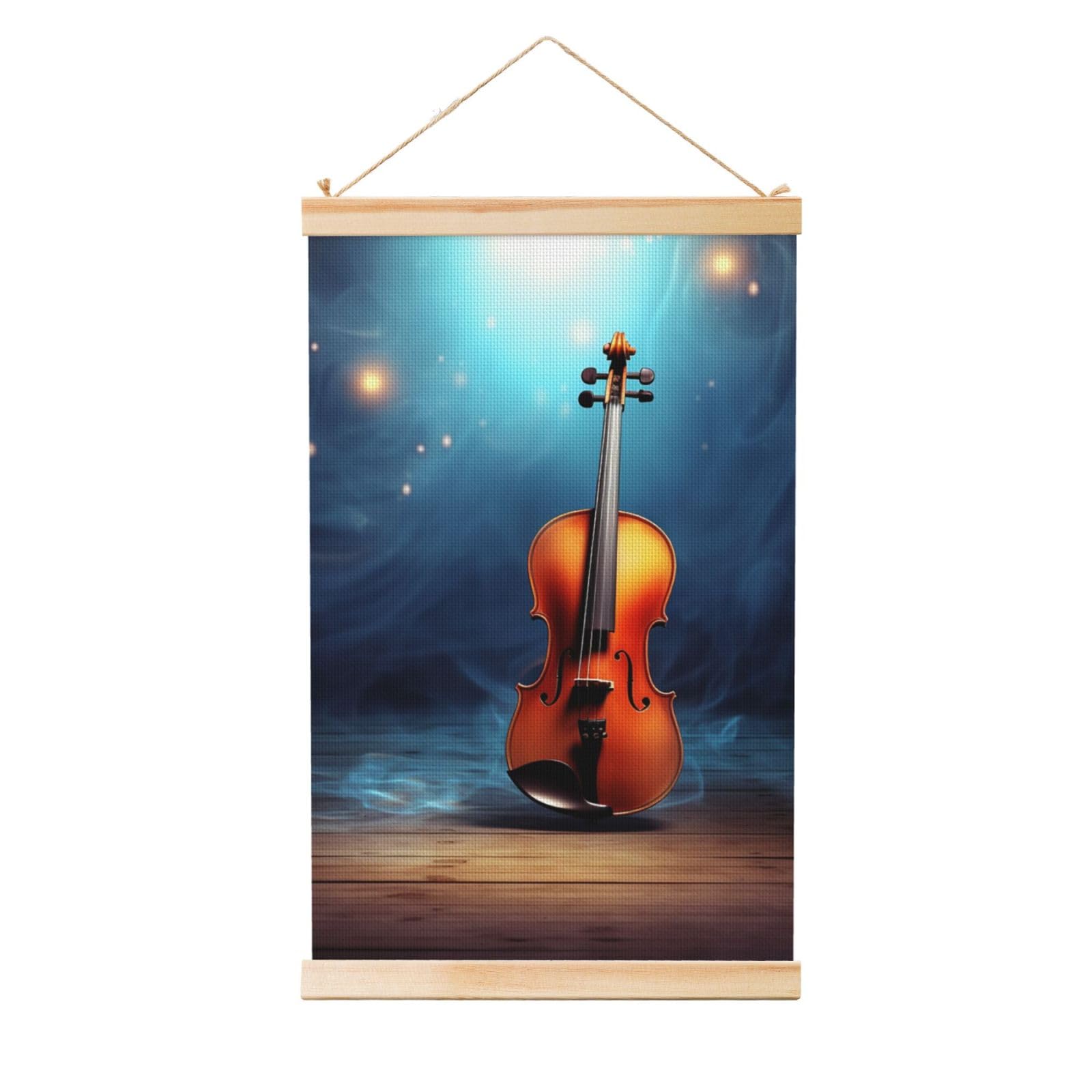Violin Poster Posters Wooden Shaft Hanging Poster Canvas Prints Scroll Wall Art Painting Vintage Wall Banner Modern Artwork Decor for Home Decor Ready to Hang 12"x18"