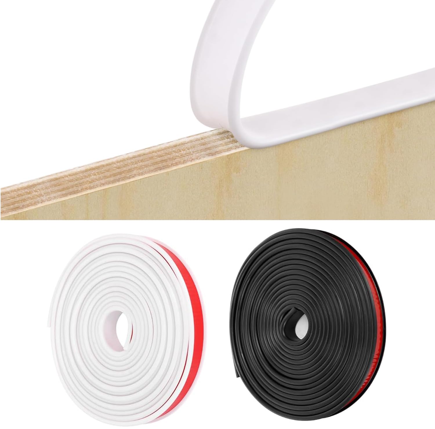 Westspark 5m*18mm U-Shape TPE Rubber Furniture Edge Banding Self Adhesive, Furniture Edge Protector Tape DIY Edging Trim Strip for Worktop Cabinets Table Shelves Restoration(White)