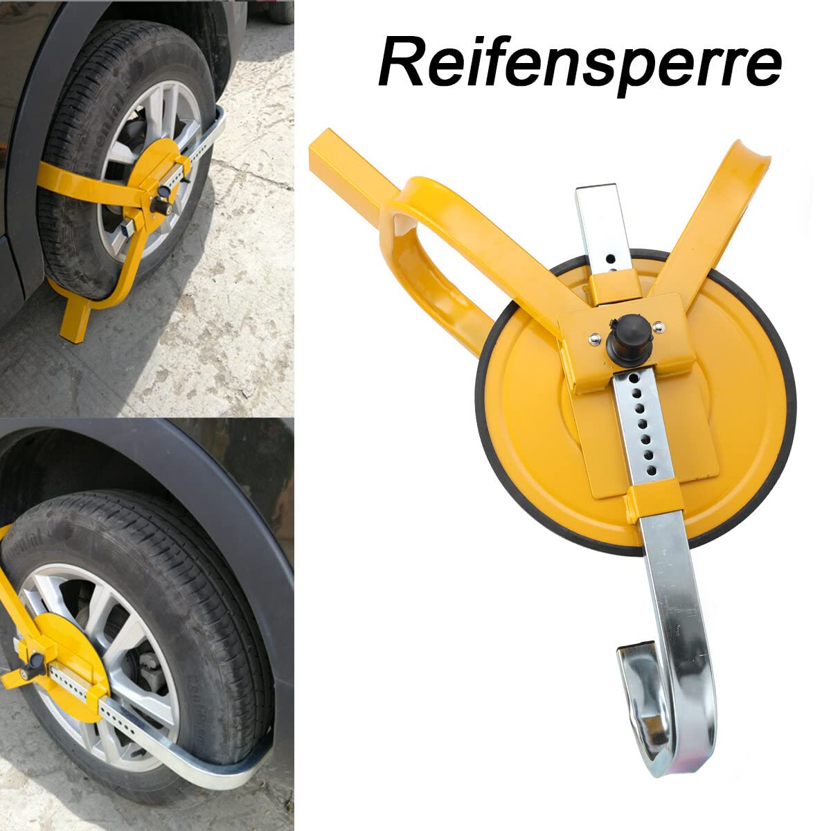 Radkralle Parkkralle Reifenkralle mit Sicherheitsschloss 2 Schlüssel Diebstahlsicherung für PKW Wohnwagen Reifenbreite 220mm Räder 13-15"