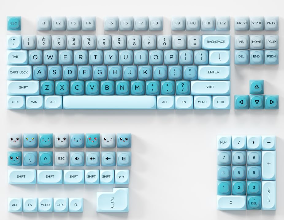 Image of PBT Jelly Keycaps, 132 Keys HOA Profile Keycaps, Blue Key caps, Cute Custom Keycap for MX Switches Mechanical Keyboard
