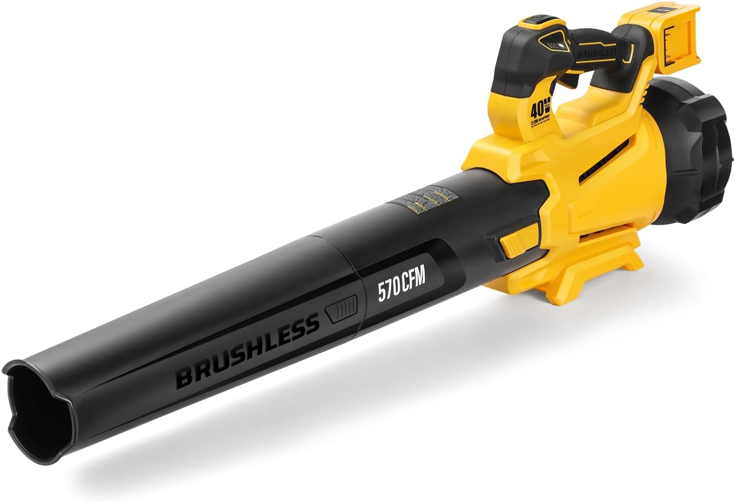 40V Brushless Turbo Leaf Blower Compatible with Dewalt 20V Battery(Tool Only), 570 CFM Cordless Handheld Electric Blower for Blowing Leaves, 3 Variable-Speed, Leaf Cleaner for Lawn Care, Yard, Dust