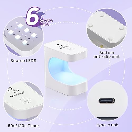 Miniatura 8 de BTArtboxnails Gel constructor de puntas de uñas, gel constructor de larga duración de 0.5 onzas líquidas con lámpara de uñas portátil para XCOATTIPS