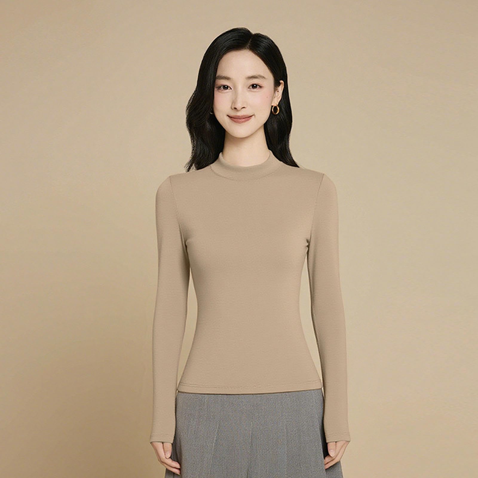 Maglia Termica Shirt da Fondo A Maniche Lunghe Autunno E Inverno Donna-Rosso-l