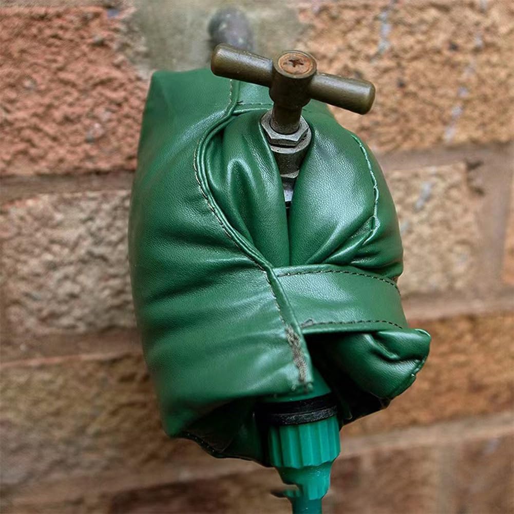 Gokoti Insulated Outside Tap Cover Winter Frost Protector Outdoor Weather Jacket Faucet Cover Leather Black - Image 3