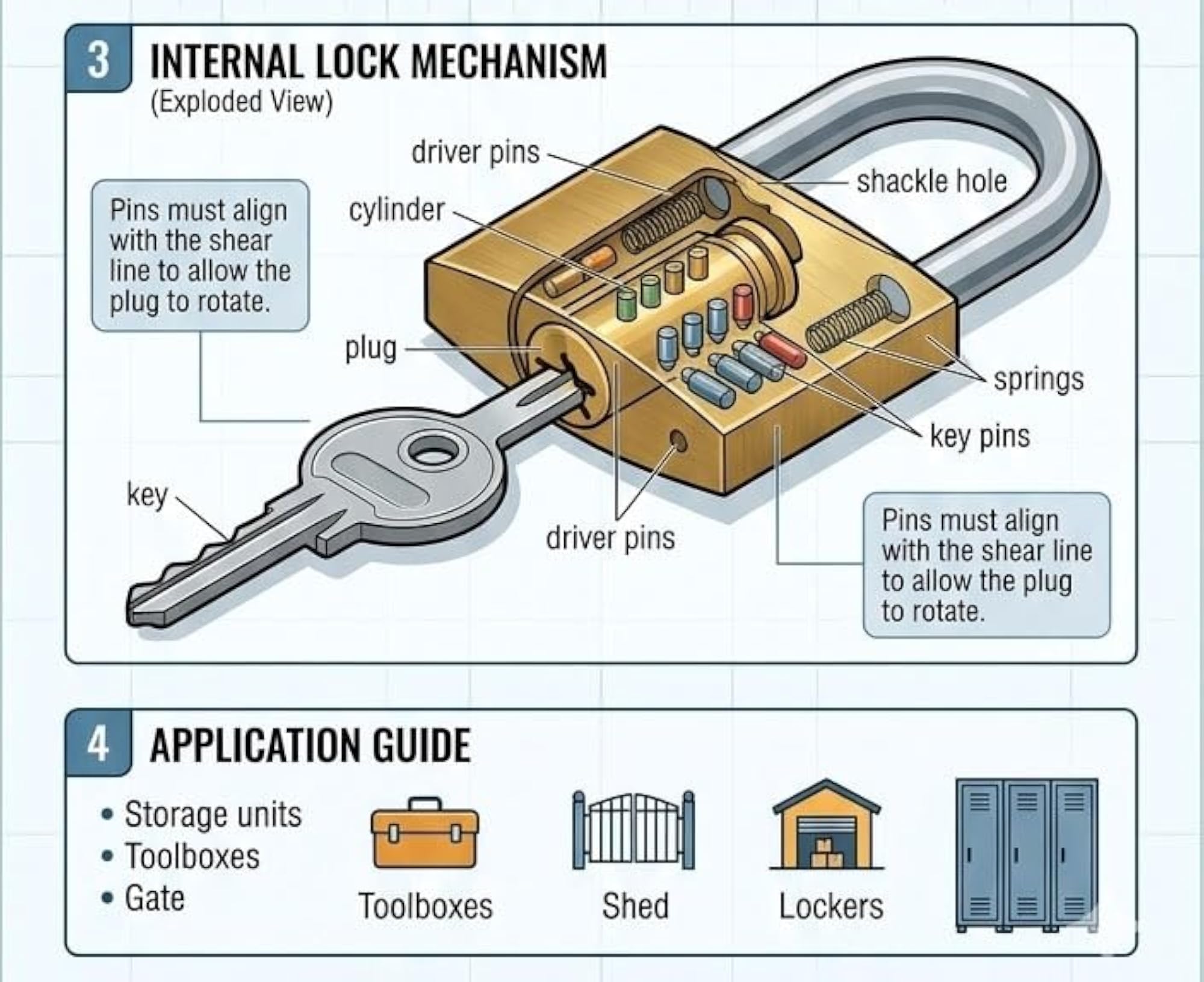 Brass Padlock with Keys, Heavy Duty Security Lock