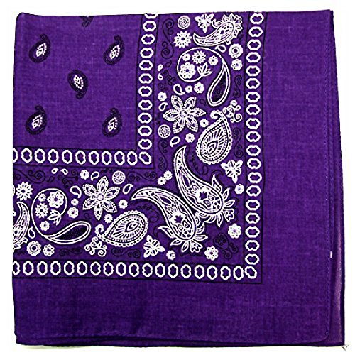 Paisley One Dozen Cowboy Bandanas(Dark Purple)