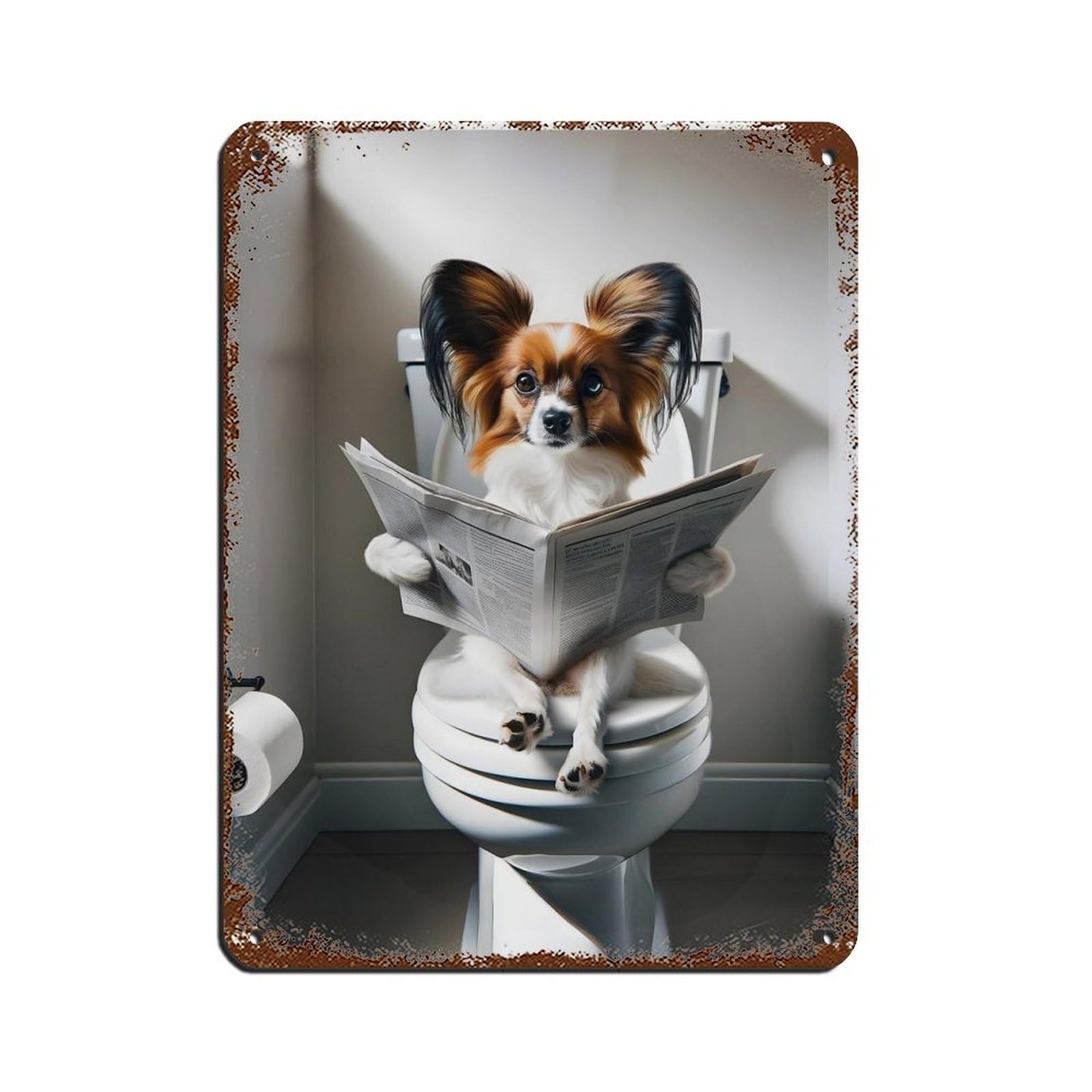 Lxwnze 30L X 40W Cm Papillon, Funny Bathroom Decor Tin Sign Vintage Metal Pub Club Cafe Bar Home Wall Art Decoration Poster Retro 12X16inch(30X40cm)