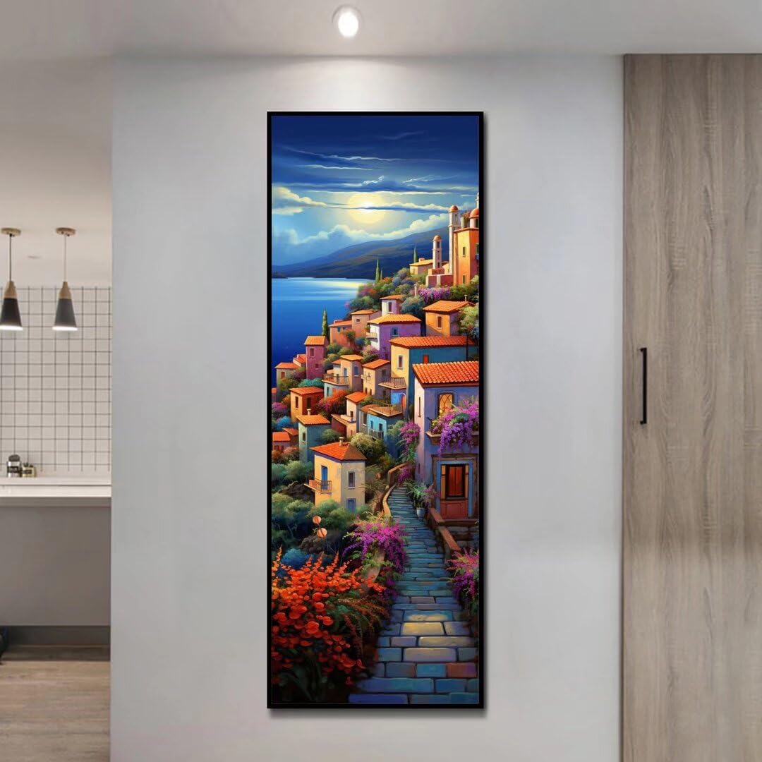 Meer Stadt Diamond Painting Erwachsene Groß xxl 195x65 cm, DIY Malen Nach Zahlen Erwachsene, 5D Diamant Painting Bilder Kinder, Diamond Painting Cross Stickerei Craft, für Wand Deko Aesthetic, 193M