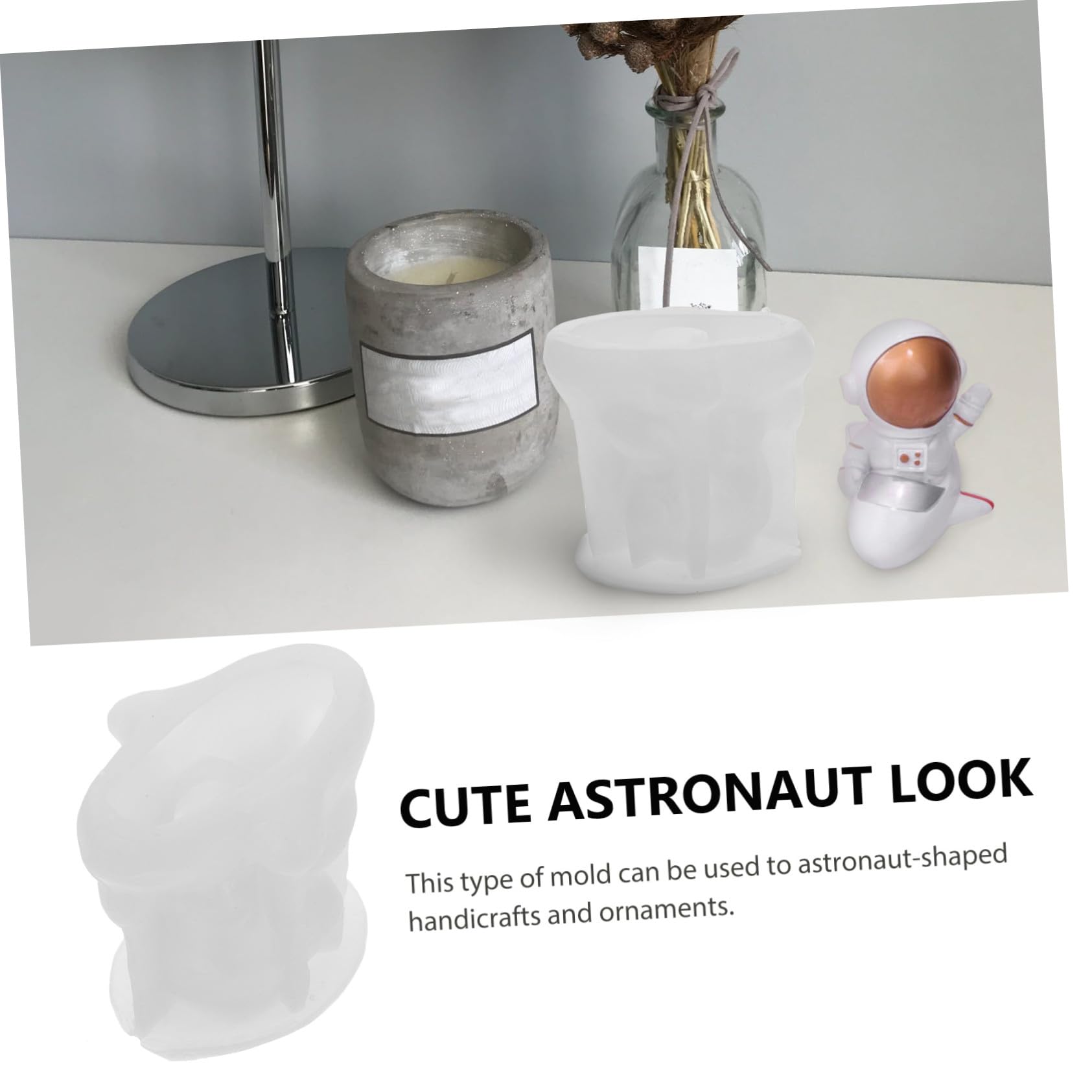 WOONEKY Stampo per Candele Profumate Astronauta in Silicone Modellatura Te per Saponi e Decorazioni Riutilizzabile e Antiaderente per Creazioni Artigianali Personalizzate