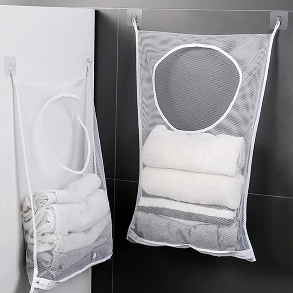 Bolsas de lavandería de malla para prendas delicadas, bolsas de lavado a máquina para almacenamiento de viaje, para colgar, color blanco