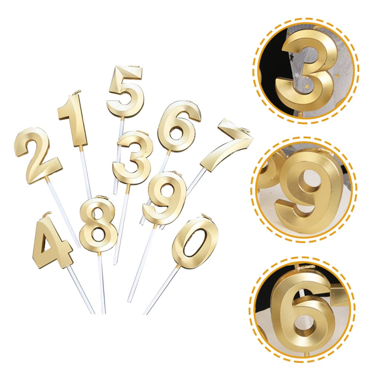 Ciieeo 3 Juegos Velas De Numero De Cumpleaños Velas Conmemorativas Vela para Fiesta Vela para Boda Velas De Cumpleaños Vela De Cupcake De Cumpleaños Vela para Celebración Parafina Golden