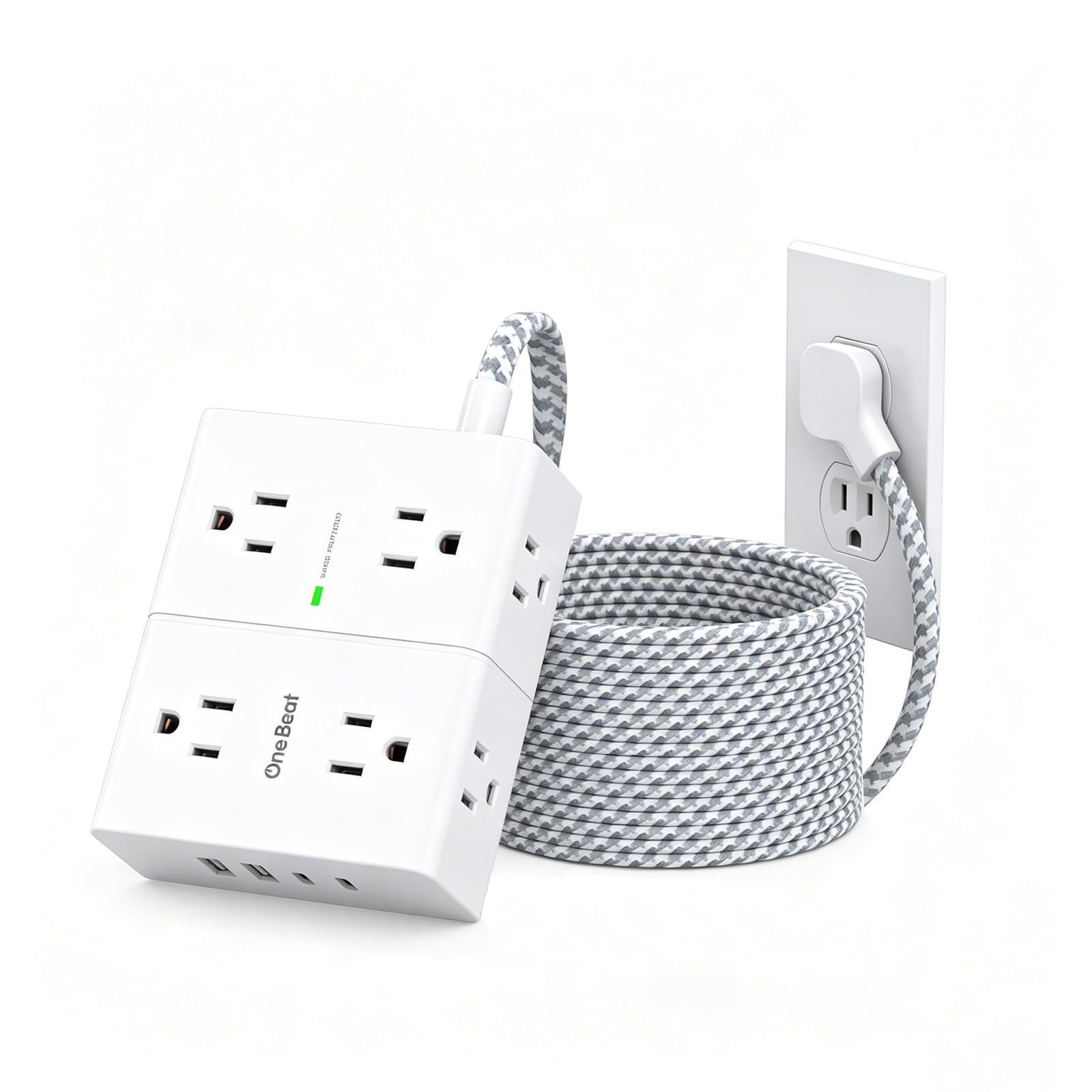 Extension Cord 20 Ft, One Beat Surge Protector Power Strip 20 Ft Long Cord