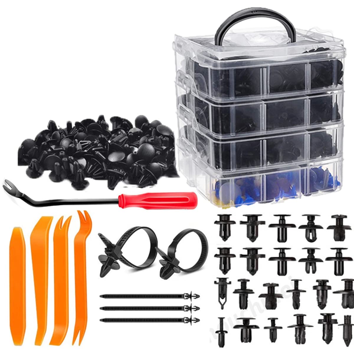 650Pcs Car Push Retainer Clips Auto Bumper Clips Plastic Rivets Car Nylon Rivets Fasteners Bumper Retainer Clips