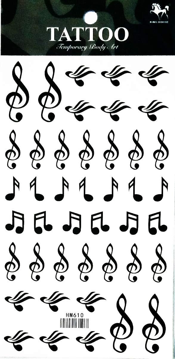 NipitShop 1 Sheet Fake Temporary Tattoo Sticker Music Note Arm Body Waterproof Women Art : Beauty & Personal Care