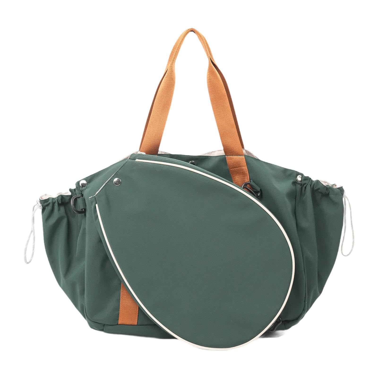 Badminton Racket Shoulder Bag Handbag for Pickleball Women Badminton Racquet Deep Green-image-41