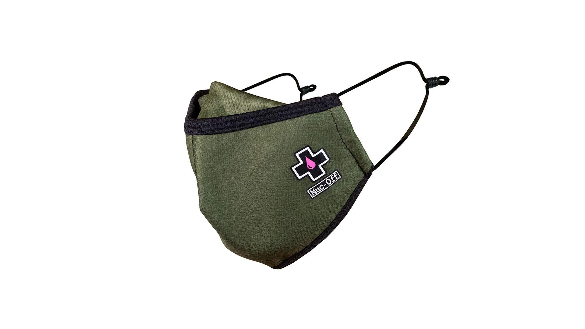 Muc-Off Green Reusable Face Mask, Large - Adjustable Face Covering With Mid-Layer Filter - Washable Up To 20 Times