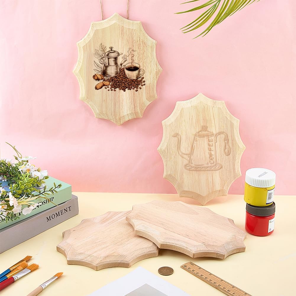 FINGERINSPIRE 4PCS Unfinished Wood Plaque 7.8x9.8x0.6inch Oval Wooden Blank Signboards Natural Wood Crafts for Painting Carving Burning DIY Crafts Boards for Home Decoration Projects