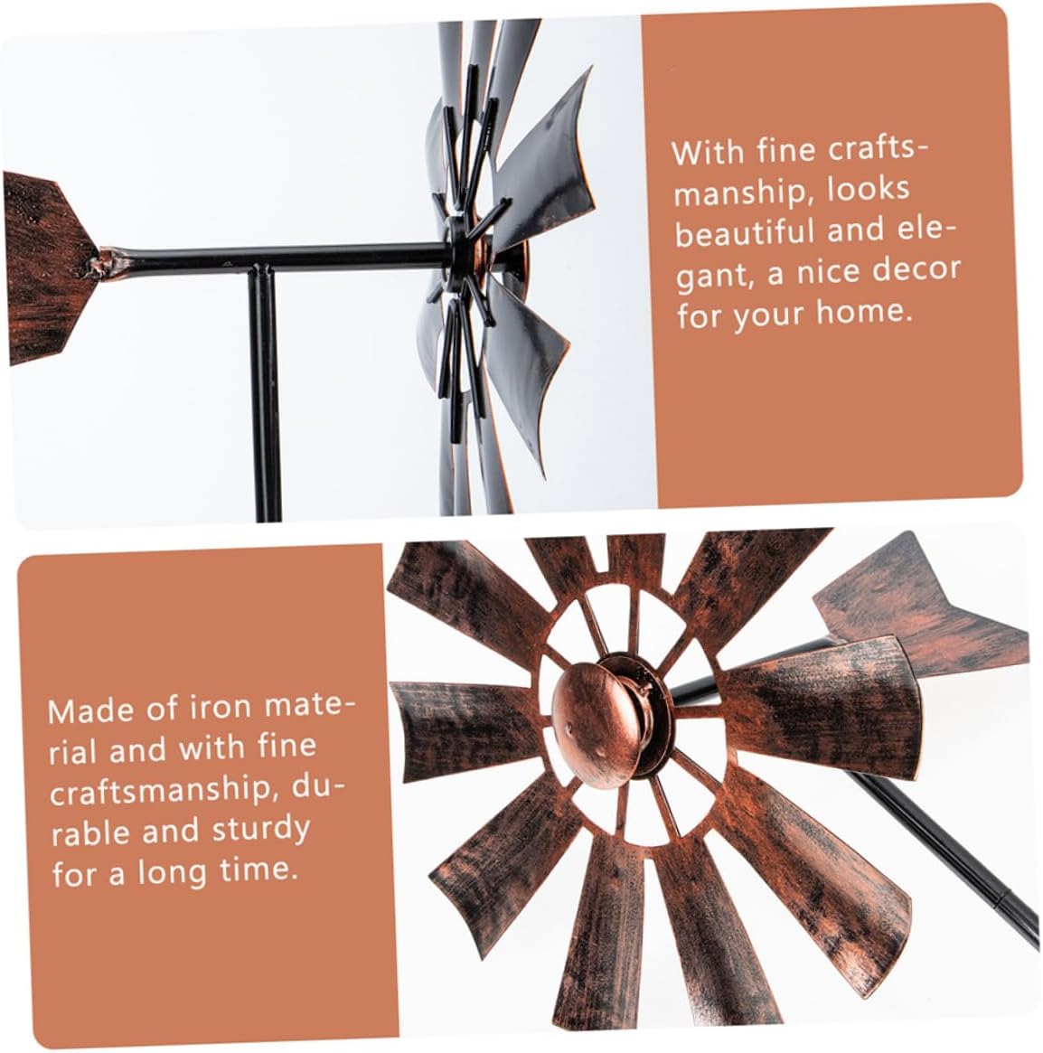 2pcs Decorative Windmill Metal Pinwheel Ornaments Large Garden Decor Bright Colors for Boys and Girls