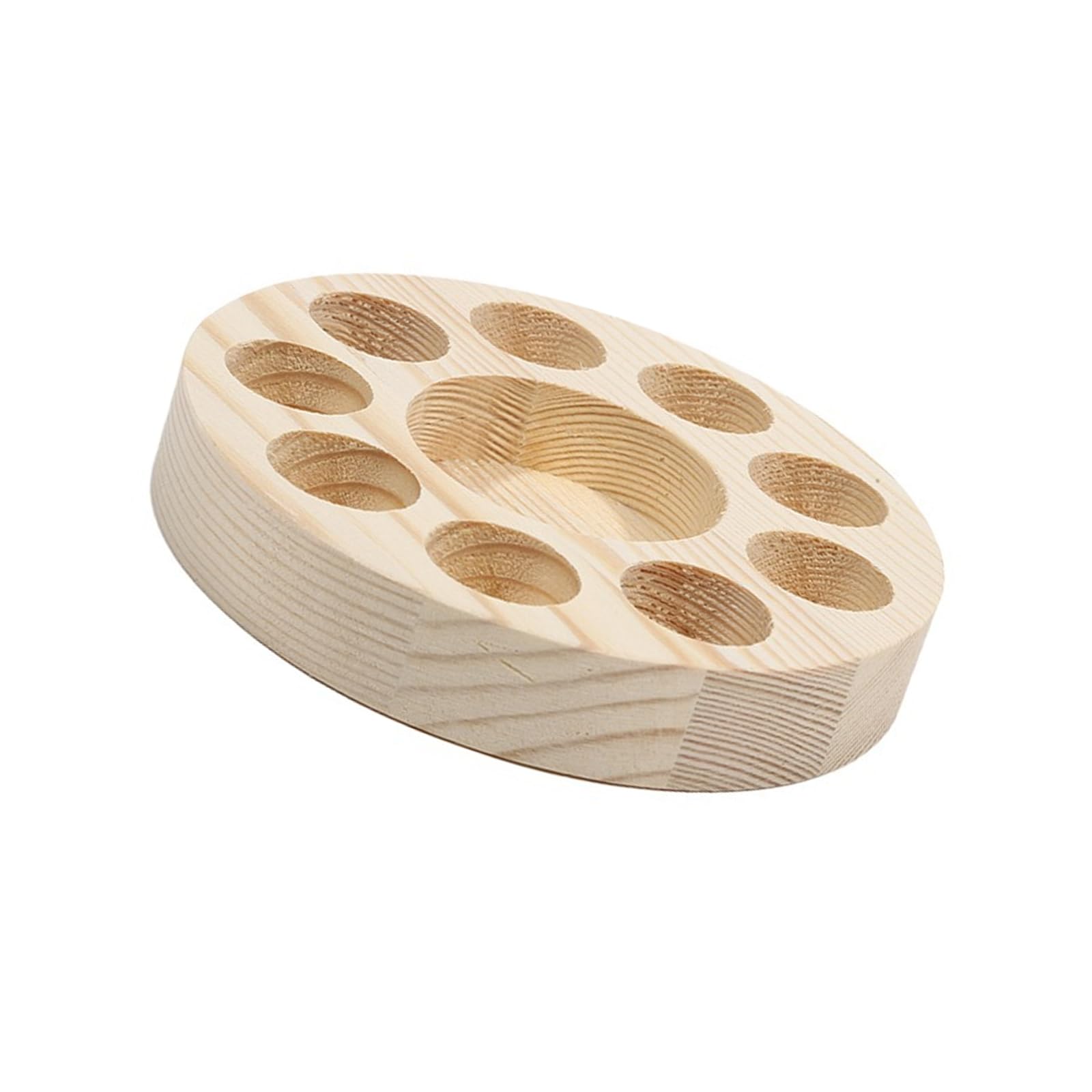 BELOWSYALER 10 Hole Round Essential Oil Bottle Display Stand Display Wooden Tray for Home Spa Salon Retail Store Round Bottle Rack