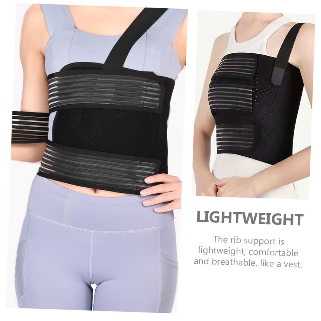 Breathable Rib Support Belt for Men Women Adjustable Elastic Chest Brace for Rib Fracture Lightweight Chest Binder and Sternum Protection