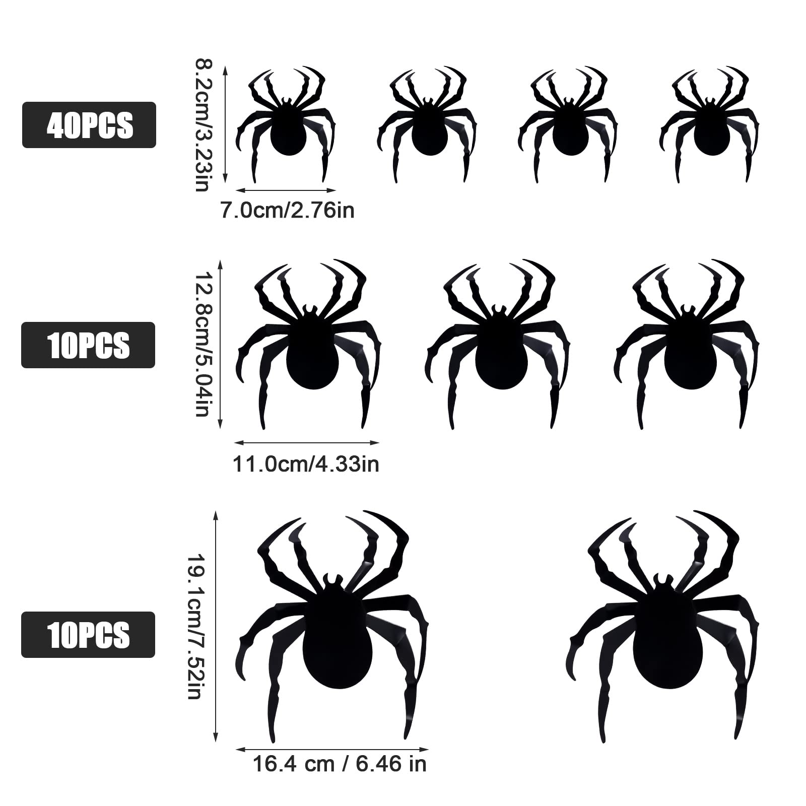 Koliphy 100 Pezzi Ragni di Halloween, 3 Misurare