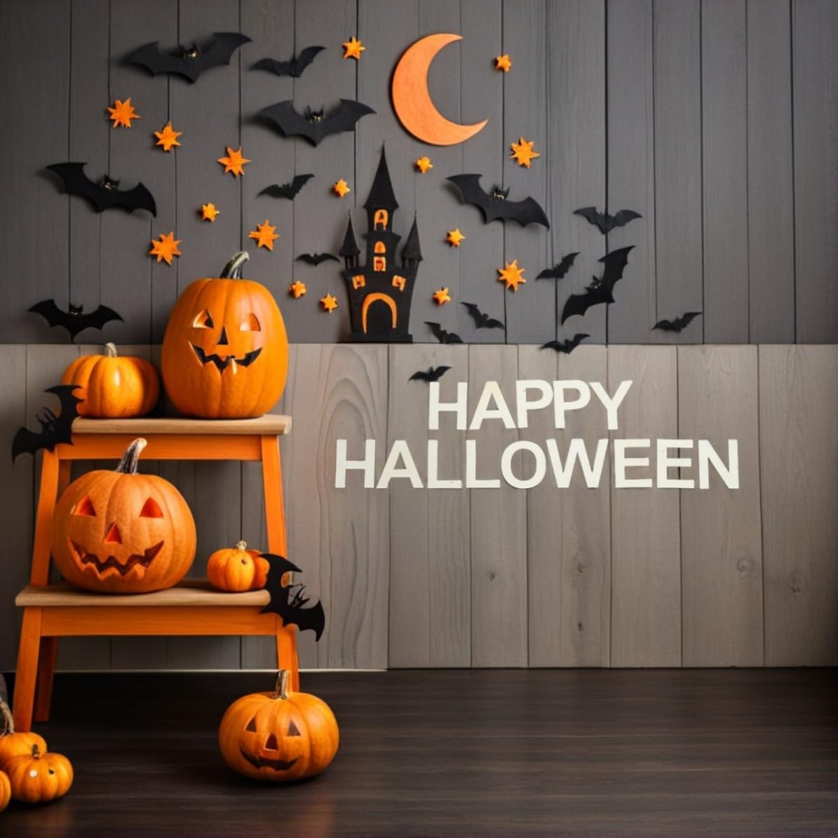 Tofficu 5 Juegos Pintar Happy Halloween, Set de 11cm para Manualidades | Color Beige, Diseño Temática Halloween, Colgantes Reutilizables para Hogar