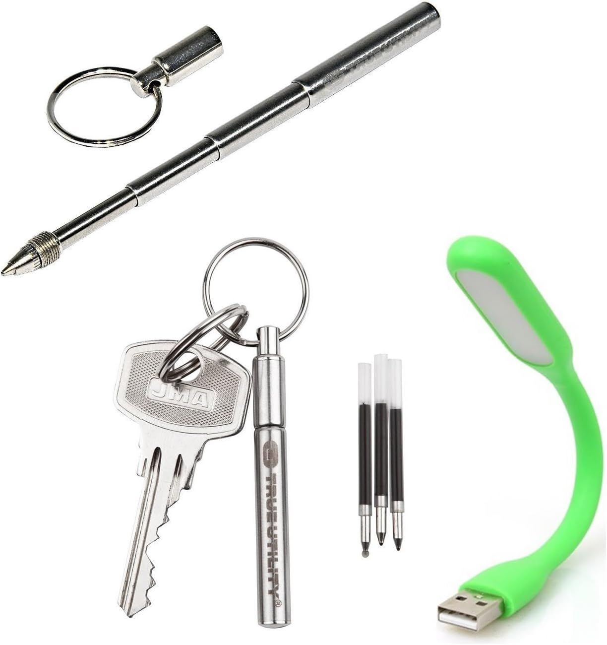 2 X True Utility TU246 TelePen Telescoping Key Ring Pen with 3 Refills